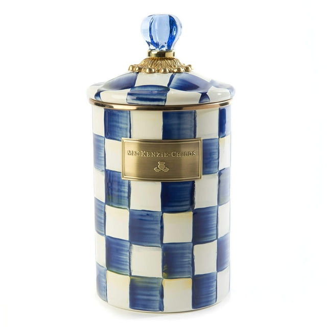 MacKenzie-Childs Royal Check Canister with Lid, Sugar, Coffee, or Flour Container, Large