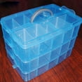 thumbnail image 2 of Boîte de Rangement Détachable en Plastique à 3 Couches 30 Compartiments pour Maquillage Bijoux (Bleu), 2 of 5