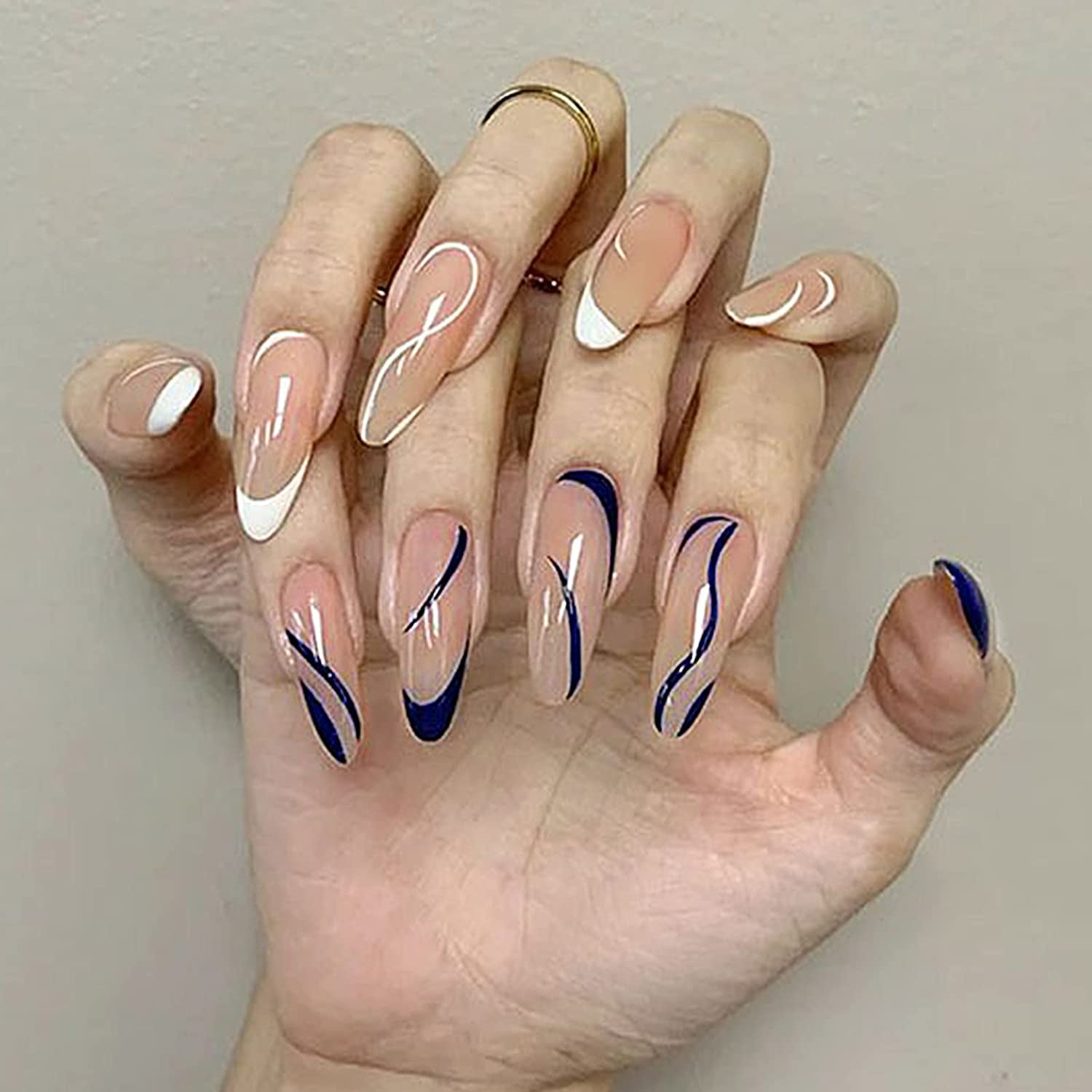 Press on Fake Nails, 24pcsFalse Nails, Reusable, Perfect for Women & Girls-Swirl Blue & White | Walmart Canada Press on Fake Nails, 24pcsFalse Nails, Reusable, Perfect for Women & Girls-Swirl Blue & White | Walmart Canada
