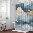 thumbnail image 5 of Grey Marble Fabric Shower Curtain Gold Cloud Washable Shower Curtains for Bathroom, Waterproof Bath Curtain with Hooks Home Decor 72x84in, 5 of 8