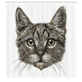 thumbnail image 3 of Ambesonne Animal Shower Curtain, Sketchy Cat Head, 69"Wx75"L, Grey, 3 of 5