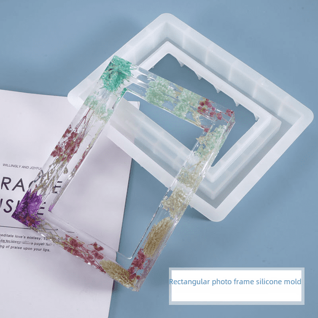 Molde de silicona para marco de fotos con gotas de pegamento de cristal, para decorar mesas rectangulares, hecho a mano