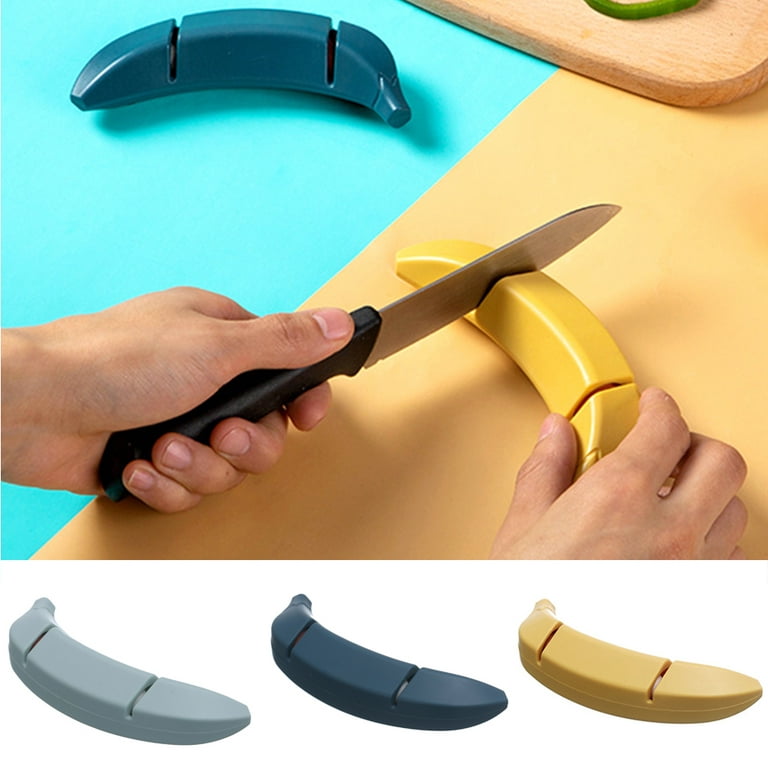 Cheers.US 2 Pcs Upgraded Kitchen Knife Sharpener, Banana Shape Knife  Sharpener to Restore Non-Serrated Knife Blades Quickly, Safely, and Easy to  Use for Kitchen, Camping, Hiking and Household Use 