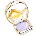 thumbnail image 3 of Large Blue Lace Agate, Citrine Ring Size 8 (925 Sterling Silver)  - Handmade Boho Vintage Jewelry RING130486, 3 of 3