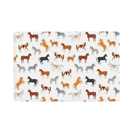 

Table Placemats Set of 4 - Horses 12x18 In Faux Linen Double Heat Resistant Place Mats Cloth Indoor/Outdoor Placemats Washable Table Mats for Dining Kitchen Party