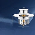 thumbnail image 4 of Bathroom Sink Pop Up Drain Core 2.8x1.6in Universal Washbasin Bounce Plug Stopper with Anti-Clogging Mesh Filter Stainless Steel Brass, 4 of 5