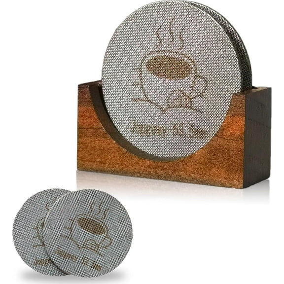 2 Packs 53.5mm Espresso Puck Screen with Stand, Compatible with Breville Barista 54mm Portafilter Basket, 1.7mm Thickness 150μm 316 Stainless Steel Espresso Machine Accessories