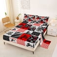 thumbnail image 2 of Castle Fairy Bold Red Motocross Bed Sheets 4pcs for Teens, Arrow Chevron Bike King Sheets for Bedroom, Red Black, 2 of 6