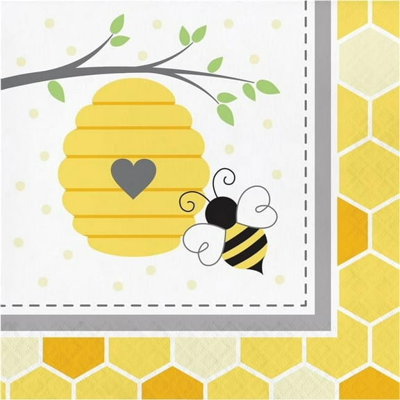 Creative Converting Bumblebee Baby Napkins, 6.5", Multi-color