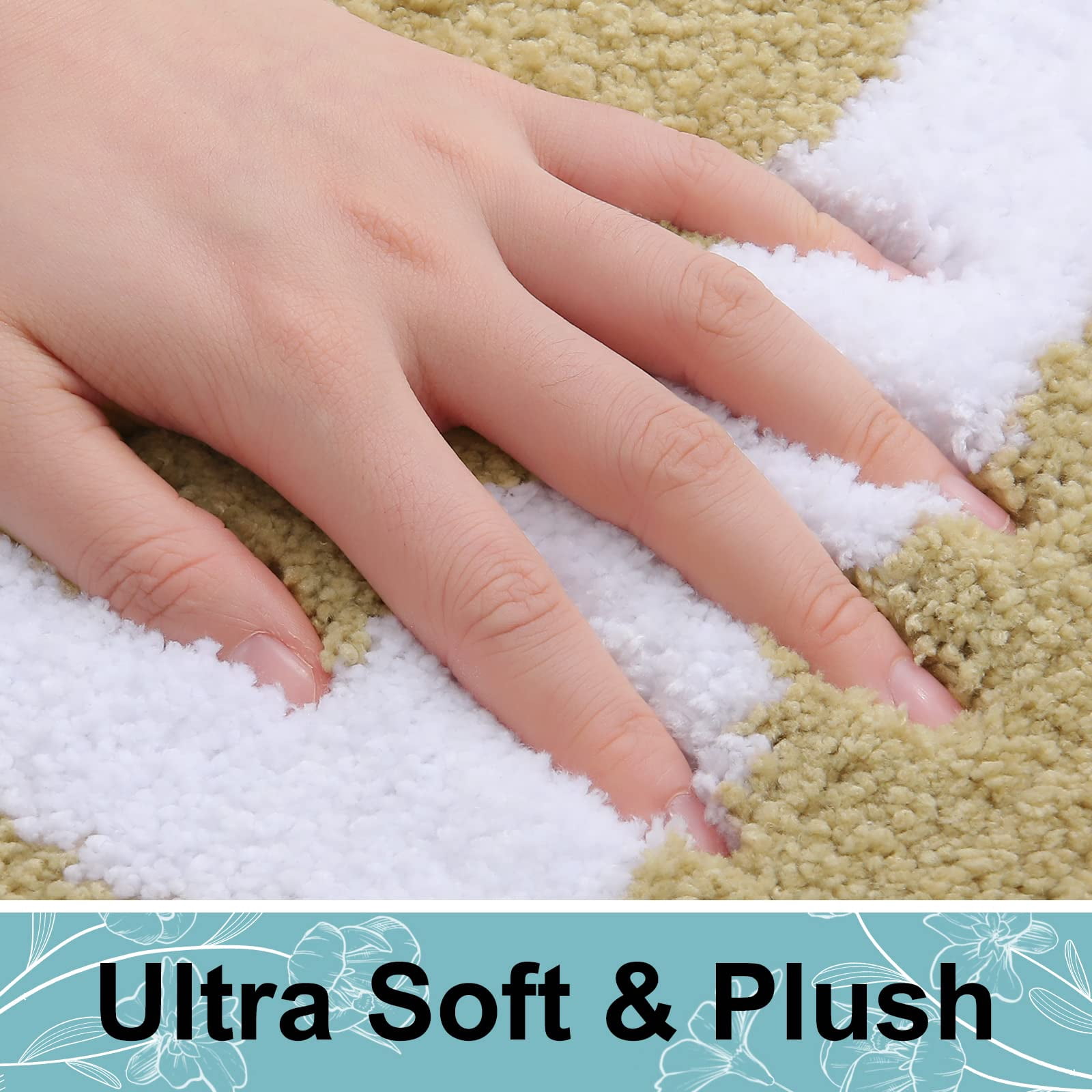 Smiry Luxury Microfiber Bathroom Rug Mat 20"x30" Soft Absorbent Bath Rug Non-Slip Plush Shaggy Bath Carpet,Beige