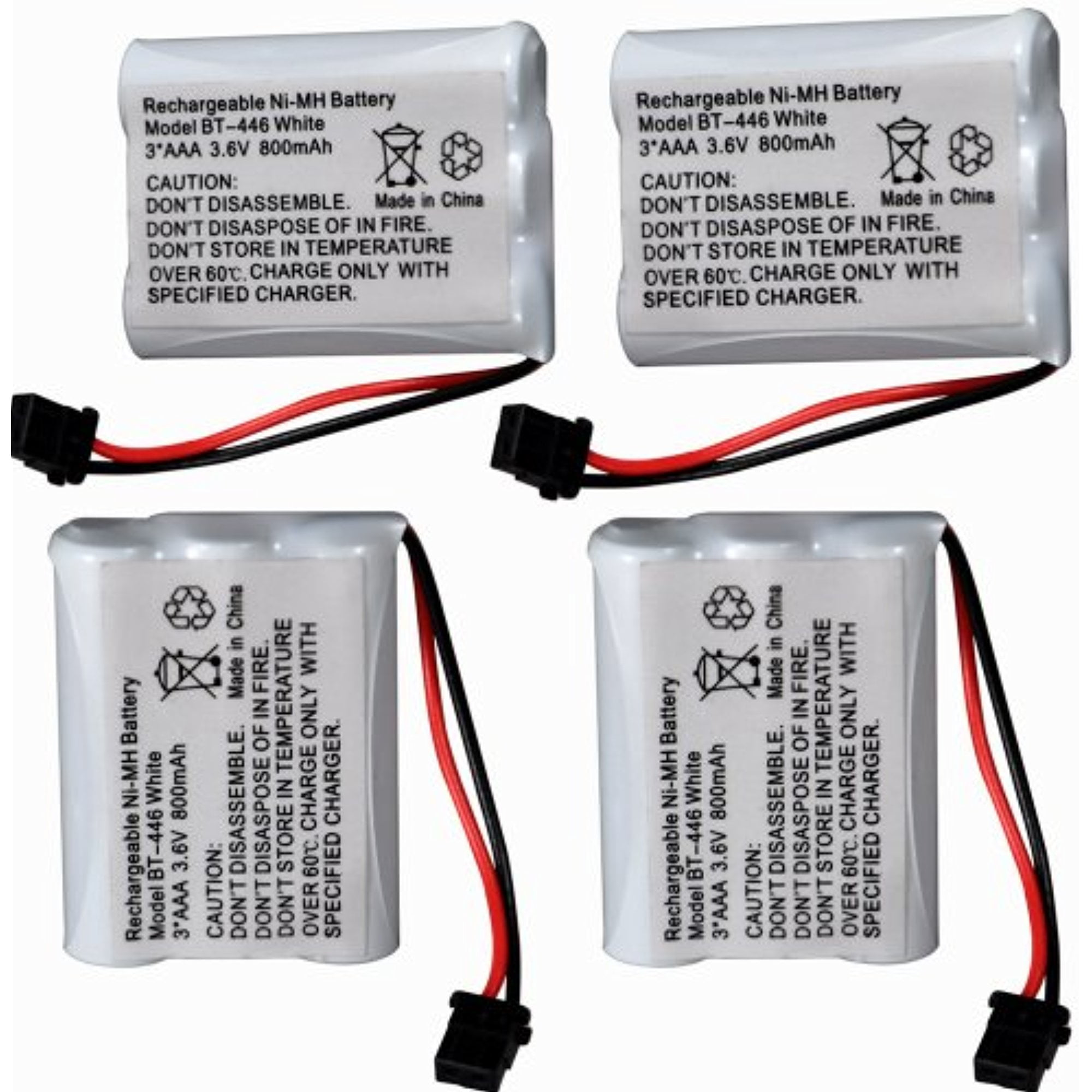 Housmile 4 Pack 800mAh 3.6V Rechargeable Cordless Phone Batteries With
