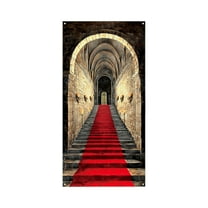 Halloween Door Curtain Decor, Polyester Scary Ghost Skull Print Party Backdrop for Porch Wall Window Decoration, Easy Install Horror Theme Hanging(D)