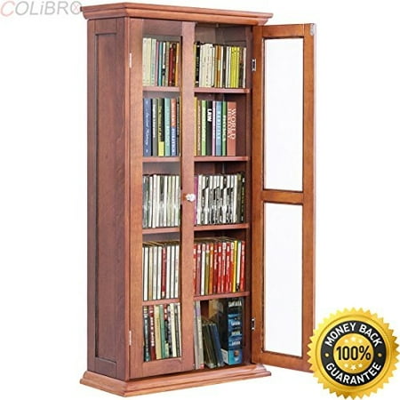 Colibrox 44 5 Wood Media Storage Cabinet Cd Dvd Shelves Tower Gl Doors Walnut Solid Unit Colibrox 44 5 Wood Media Storage Cabinet Cd Dvd Shelves Tower Gl Doors Walnut Solid Unit