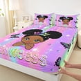 thumbnail image 4 of Castle Fairy Cartoon Black Girl King Sheets 4pcs,Cute Princess Butterfly Bedding,Holographic Pearl Gold,1 Fitted Sheet, 1 Flat Sheet and 2 Pillowcases, 4 of 6