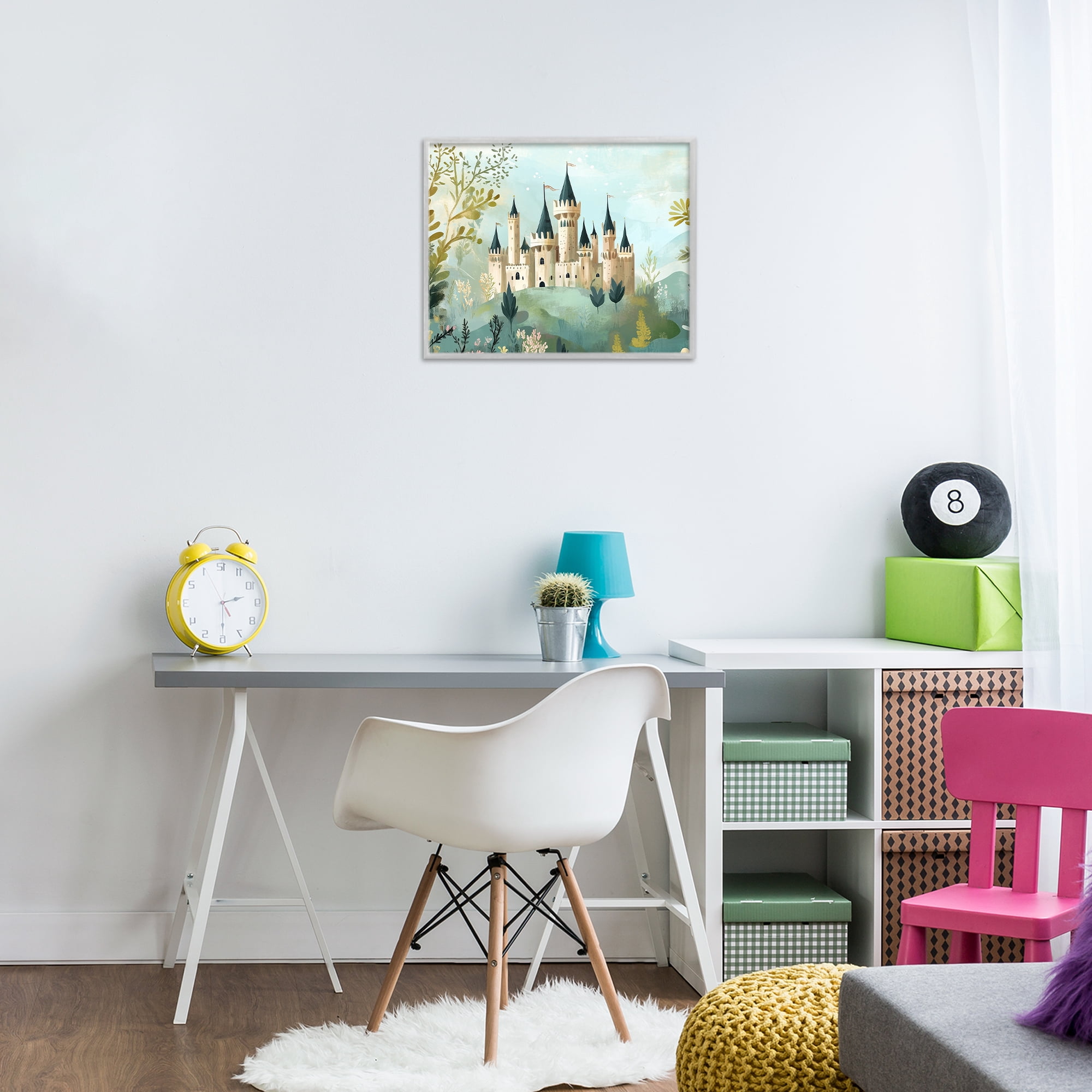 Stupell Industries Princess' Castle View Gray Framed Giclee Art, design by Christine Simpson Art