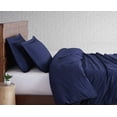 thumbnail image 4 of Brooklyn Loom Classic Cotton 200 Thread Count Solid 100% Cotton Percale 3-Piece Full/Queen Duvet Set in Navy, Cotton , Adult, All Season, OEKO-TEX Certified, 4 of 10
