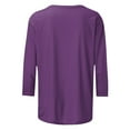 thumbnail image 7 of Riecok Breast Cancer Tops for Women 3/4 Sleeve Crewneck Ribbon Printed Tunic Tops Casual Basic Blouses Purple 3XL, 7 of 7