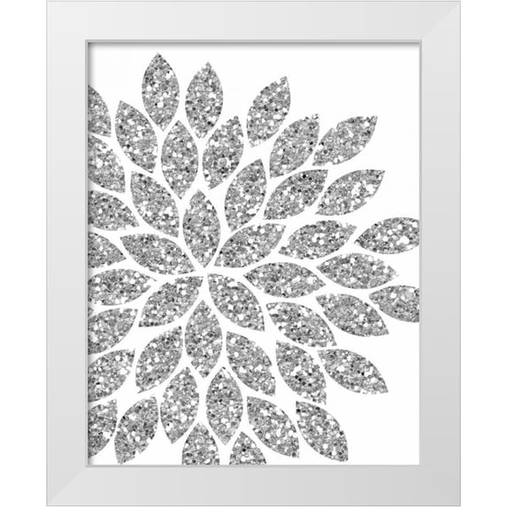 Robinson, Tamara 12x14 White Modern Wood Framed Museum Art Print Titled - Silver Glitter Flower