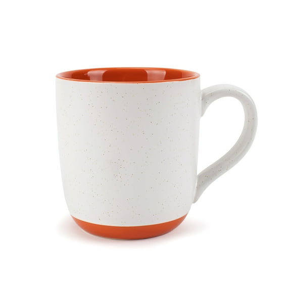 Elanze Designs Typewriter Speckled Orange 13 ounce Ceramic Coffee Mugs Set of 4