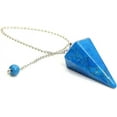 thumbnail image 2 of Angelstones Natural Gemstone Crystal Howlite Turquoise Hexagonal Pointed Reiki Chakra Pendant Pendulum, 2 of 2