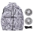 thumbnail image 1 of Chaleco con ventilador de refrigeración de verano, ventilador blanco desmontable USB, chaleco de trabajo para aire acondicionado para jardinería, camuflaje ligero XXL, 1 of 10