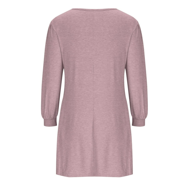 Aboser Puff Sleeve Tunic Dress for Women Casual Button Decor Midi Dresses Loose Fit Crewneck Shirt Dress Flowy Swing Dresses with Pockets, Women's, Aboser Puff Sleeve Tunic Dress for Women Casual Button Decor Midi Dresses Loose Fit Crewneck Shirt Dress Flowy Swing Dresses with Pockets, Women's,