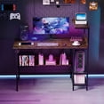 thumbnail image 5 of Costway 48” Computer Desk with Power Outlets, Storage Shelves, Headphone Hook for Gaming Rustic Brown, 5 of 11
