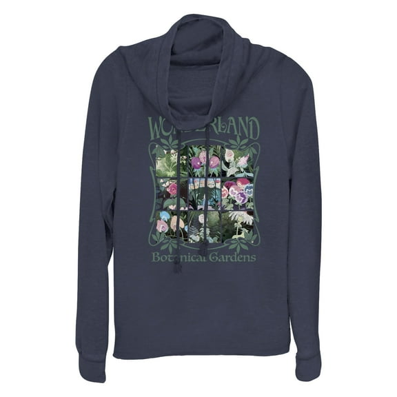 Junior's Alice in Wonderland Wonderland Botanical Gardens Cowl Neck Sweatshirt