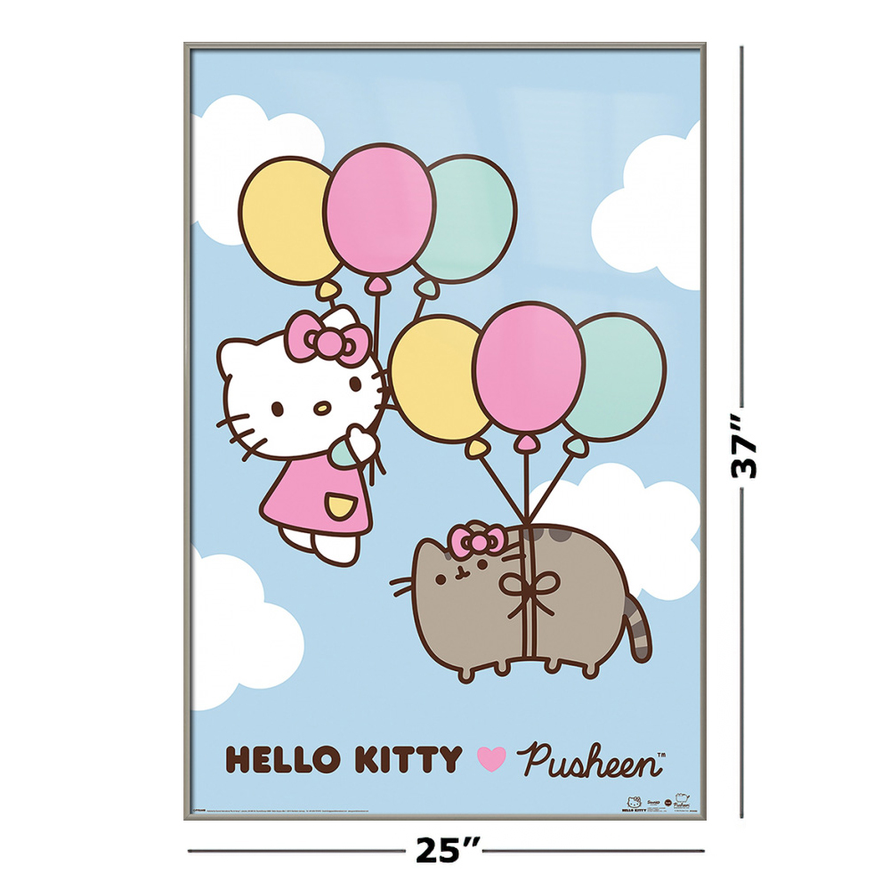 Hello Kitty Pusheen The Cat Framed Poster (Balloons) (Size: 24