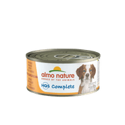 Angle View: (24 Pack) Almo Nature HQS Complete Chicken Dinner with Egg& Cheese in tasty Gravy, Grain Free Wet Dog Food, 5.5 oz. Cans