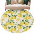 thumbnail image 2 of Round Area Rug 5ft,Watercolor Lemon Green Leaves Washable Carpet Non-Slip Runner Accent Rugs Indoor Floor Mat for Bedroom Living Room Decor,Retro Linen, 2 of 9