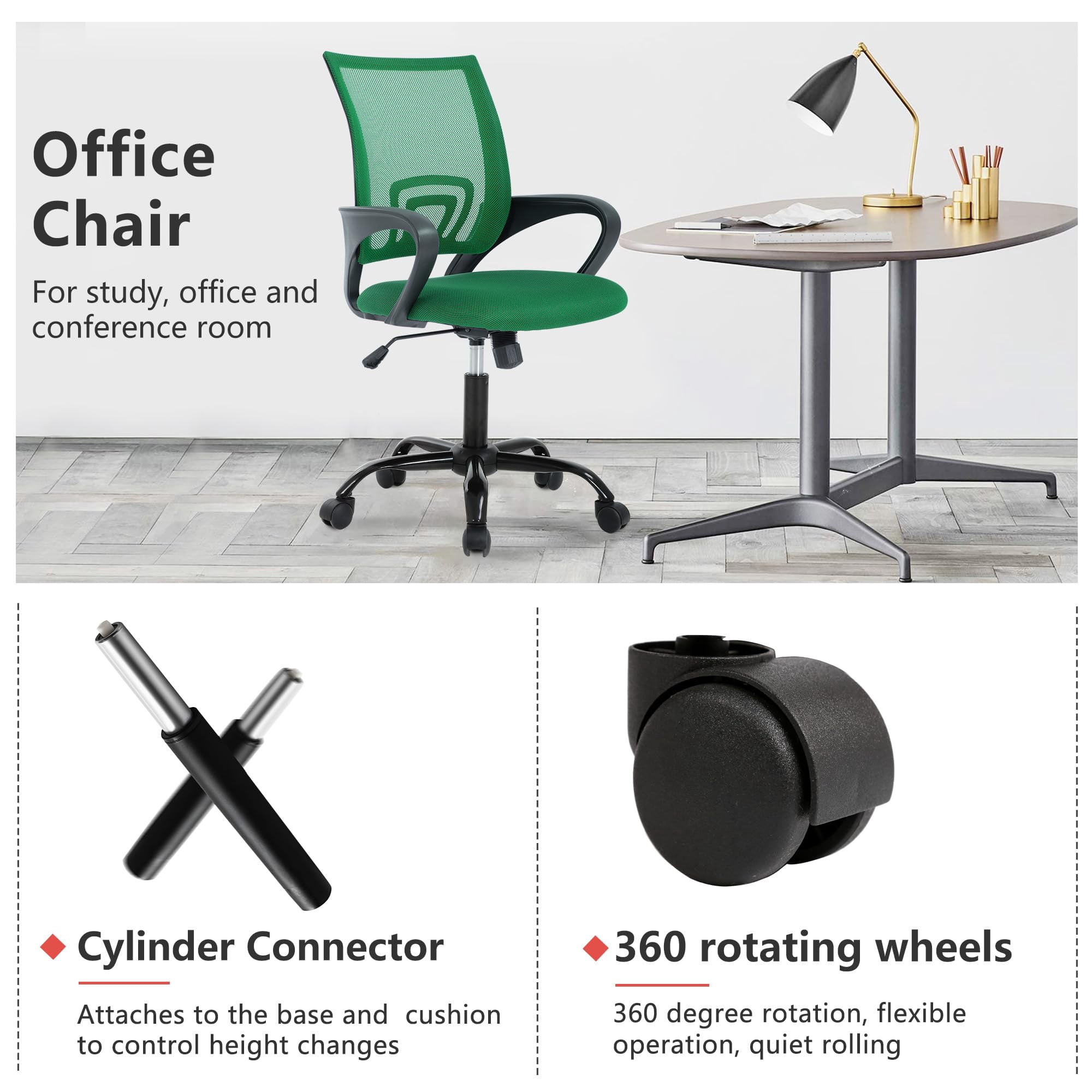 PayLessHere Ergonomic Chair , Adjustable Home Office Chair , Lumbar Support ,Swivel Rolling , Green