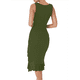 thumbnail image 2 of Vestido Midi Ajustado Fruncido para Mujer, Escote Cuadrado, Sin Mangas, Bajo con Volantes, Vestido de Fiesta para Discoteca, Verde , Talla L, 2 of 7