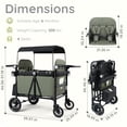 thumbnail image 3 of LINLUX 4-in-1 Stroller Wagon for 4 Kids, 200 Lbs Capacity, All-Terrain Wheels, Green, 3 of 10