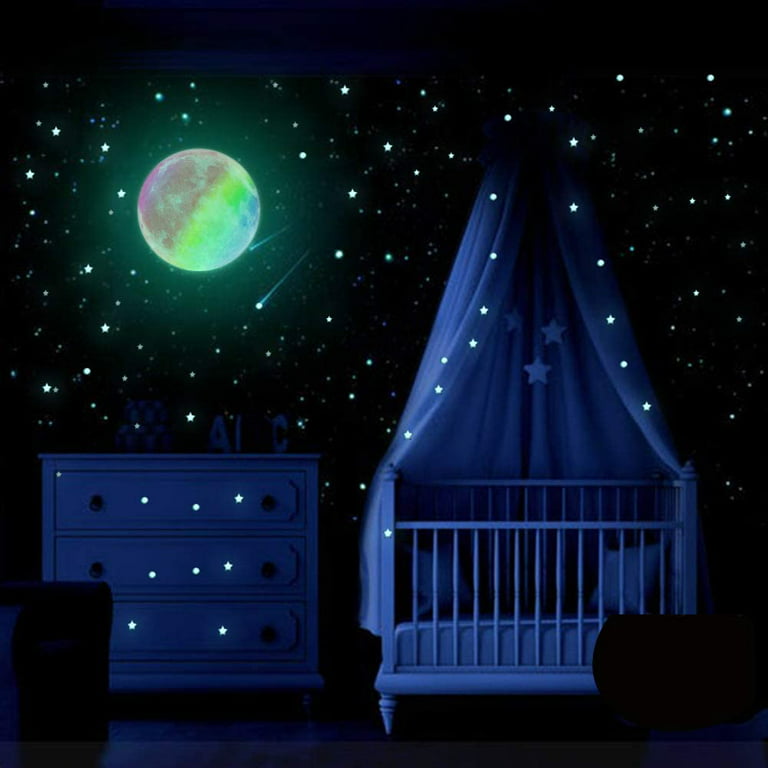 Homics Glow in The Dark Moon Wall Decals 11.8 inch Luminous Sticker at  Night, Perfect Ceiling or Wall Decor for Kids' Bedroom