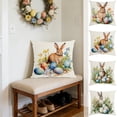 thumbnail image 7 of Uutvery Easter Bunny Pattern Pillow Cover 45cm, Linen Sofa Cushion Cover Multicolor, Holiday Home Decor for Living Room Bedroom, Invisible Zipper Decorative Case, 17.72x17.72 Inches, 7 of 7