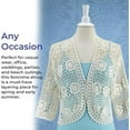 thumbnail image 4 of Sagefinds Crocheted Women’s Shrug Cropped Sweater, Elbow-Length Sleeves Bolero Cardigan Button Front - Long, 4 of 9