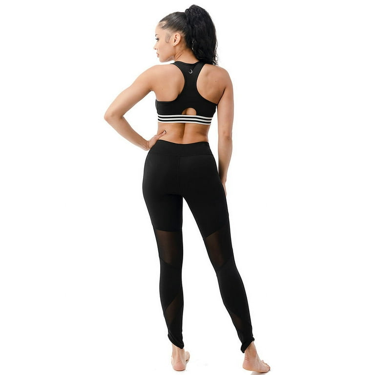READY TO SHIP Sexy Black Shimmering Lycra Stretch Leggings With With Black  Mesh Sides Size X-small 