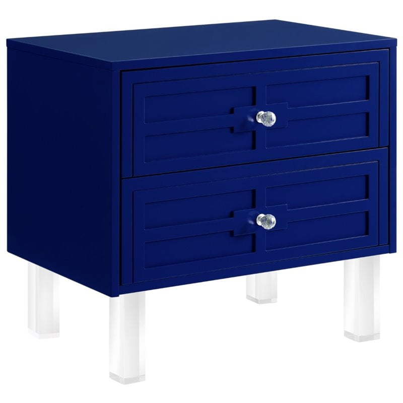 Posh Living Peyton Modern 2 Drawer Nightstand With Lucite Legs In Navy Blue Walmart Com Walmart Com