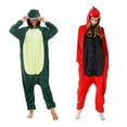 thumbnail image 2 of Dinosaur Cartoon Flannel Pajamas One Piece Fall Winter Homewear Sleepwear, 2 of 7