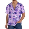 thumbnail image 3 of KLL Violet Print Men's Shirt Short Sleeve Button Down Summer Cuba Beach Shirts- Small, 3 of 7