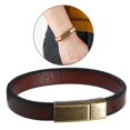 thumbnail image 5 of Classic PU Leather Bracelet W/Stainless Steel Clasp Wrist Band for Men Women Dark Brown, 5 of 8