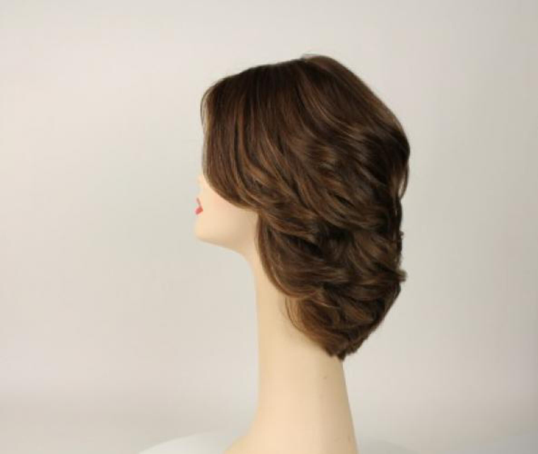 European Human Hair Freeda Wig Regina Light Brown With Blonde Highlights Multi Skin Top Size L