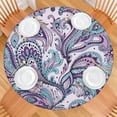 thumbnail image 2 of Elastic Edge Round Table Cover in Boho Floral Design, 44 Inch Diameter Fits 38-42 Inch Tables, Stain Resistant Material, 2 of 7