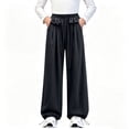 thumbnail image 3 of Rrxhxhs Pants for Girls Ruffle Drawstring Elastic Waist Loose Flowy Versatile Casual Joggers with Side Pockets,Black,9-10 Years, 3 of 6