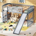 thumbnail image 3 of Bellemave Wood Twin Size Low Loft Bed with Slide, Kids Loft Bed Frame for Boys & Girls (Gray), 3 of 10