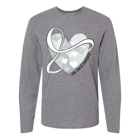 Inktastic Lung Cancer Awareness White Ribbon Around Heart Long Sleeve T-Shirt