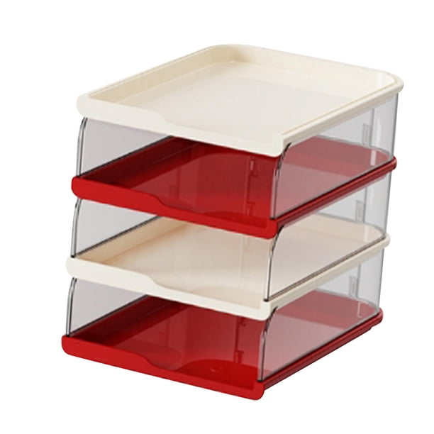 Bandeja organizadora de archivos de escritorio para papel A4, organizador de archivos para escritorio Red White 4 Tier