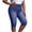 #0476-Dark Blue, variant on Women's Faux Denim Pants Elastic Waist Casual Soft Non-Denim Stretch Fabric Cropped Length with Faux Pockets Straight Fit for Casual Weekend Outings Walking Trips
