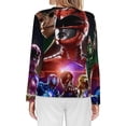 thumbnail image 2 of Power Rangers Women’s Pajama Top 3D Digital Print Sleepwear Trendy Crewneck Pullovers Long Sleeve Shirts XL, 2 of 8